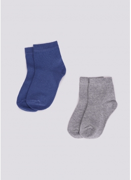 Дитячі бавовняні шкарпетки (2 пари) KS2 CLASSIC (пак х2) light grey melange/jeans (сірий/блакитний)