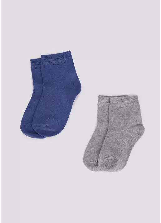 Детские хлопковые носки (2 пары) KS2 CLASSIC (пак х2) light grey melange/jeans (серый/голубой)
