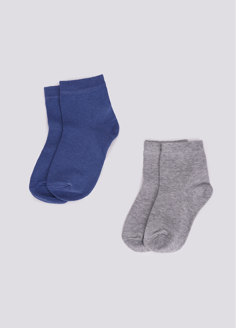 Дитячі бавовняні шкарпетки (2 пари) KS2 CLASSIC (пак х2) light grey melange/jeans (сірий/блакитний)