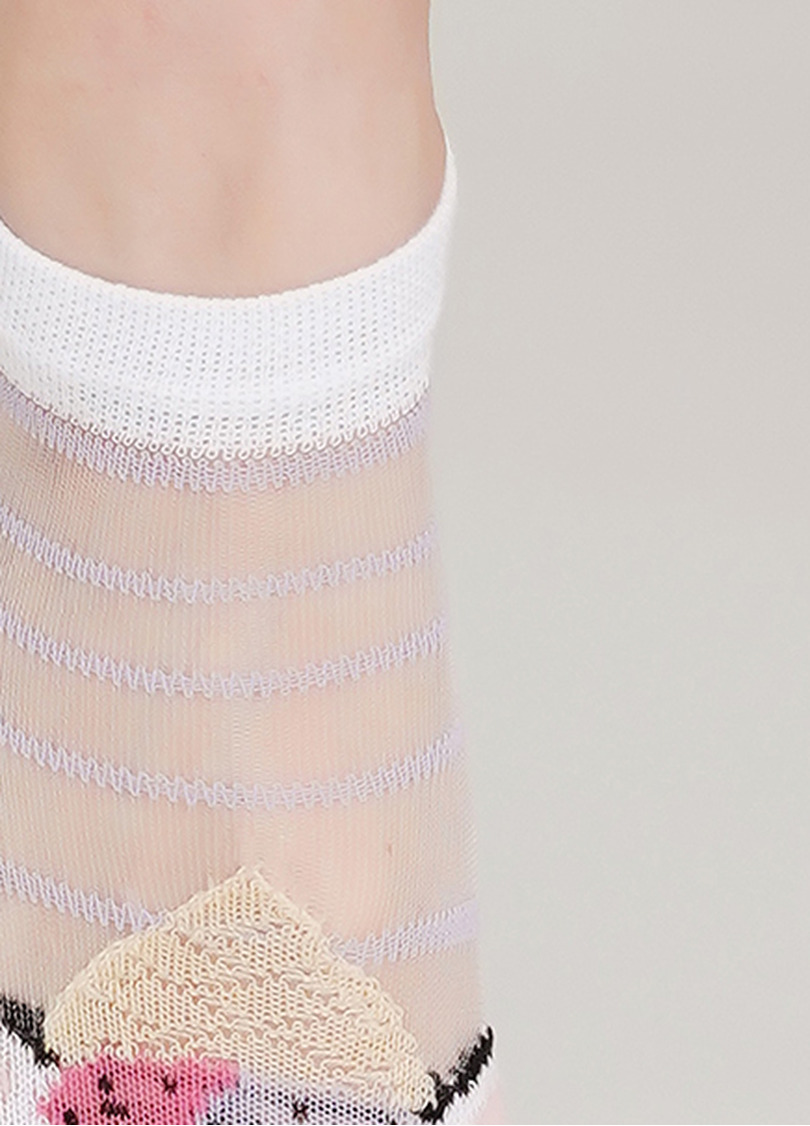 Детские носки прозрачные в полоску и с рисунком котика KS2 CRISTAL 001