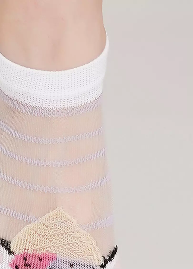 Детские носки прозрачные в полоску и с рисунком котика KS2 CRISTAL 001