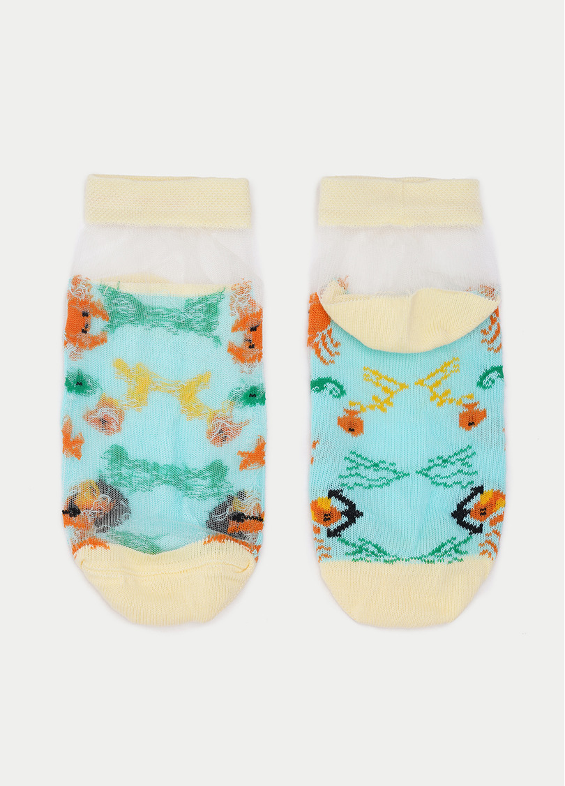 Дитячі шкарпетки прозорі з бавовняною стопою KS2 CRISTAL 002 light mint (блакитний)