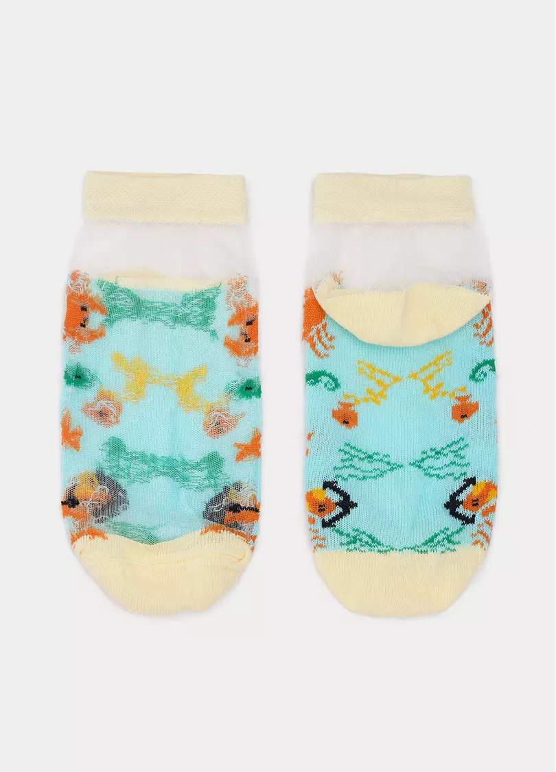Дитячі шкарпетки прозорі з бавовняною стопою KS2 CRISTAL 002 light mint (блакитний)