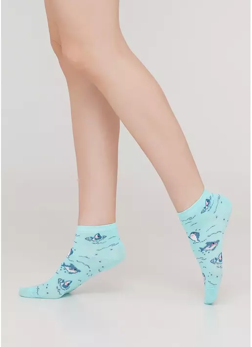 Дитячі короткі шкарпетки з малюнком акул KS2 MARINE 001 (м'ятний)
