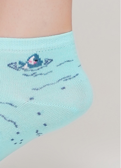 Детские короткие носки с рисунком акул KS2 MARINE 001 (мятный)