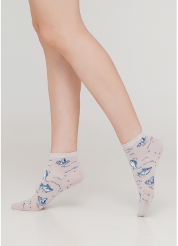 Детские короткие носки с рисунком акул KS2 MARINE 001 (бежевый)