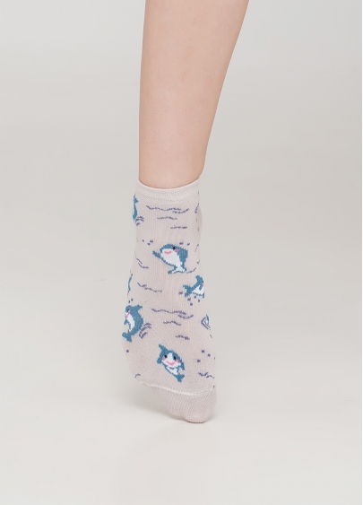 Дитячі короткі шкарпетки з малюнком акул KS2 MARINE 001 (бежевий)