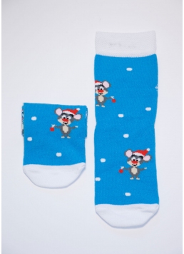 Новорічні дитячі шкарпетки KS2C-NEW YEAR-006 blue (блакитний)