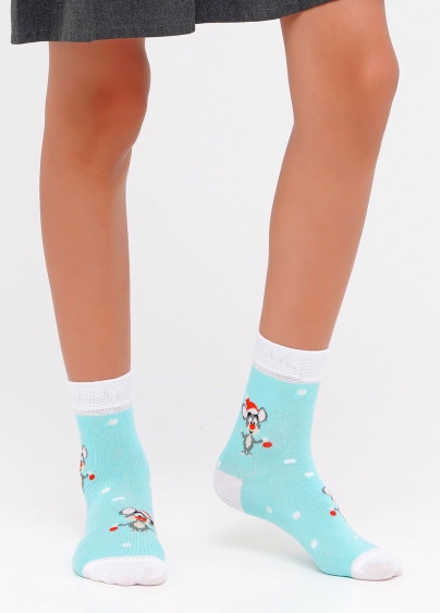 Новорічні дитячі шкарпетки KS2C-NEW YEAR-006 mentol (зелений)