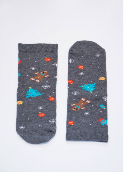 Детские новогодние носки KS2M-NEW YEAR-005 dark grey melange (серый)