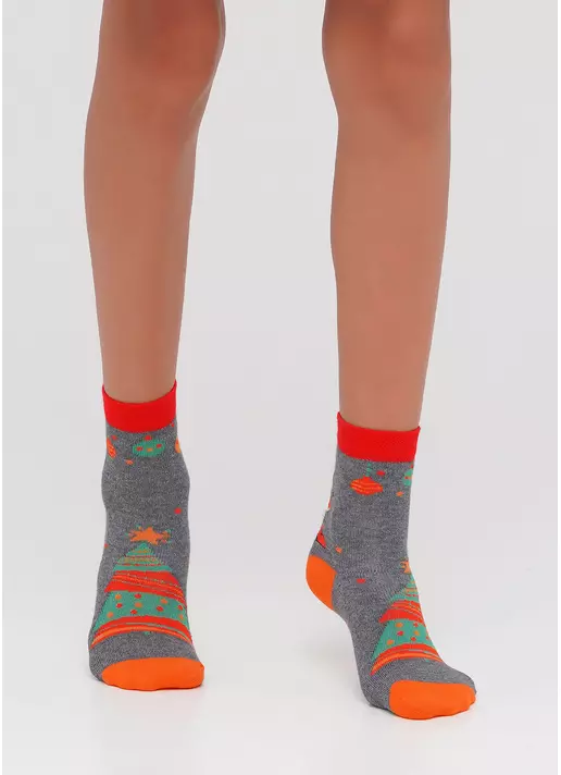 Детские новогодние носки с рисунком KS2M-NEW YEAR-007 dark grey melange (серый) Детские новогодние носки с рисунком KS2M-NEW YEAR-007 dark grey melange (серый)