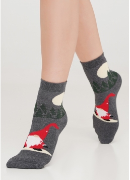 Махрові шкарпетки дитячі з малюнком Гном KS2M/Te-006 dark grey melange (сірий меланж)