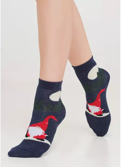Махрові шкарпетки дитячі з малюнком Гном KS2M/Te-006 denim melange (синій меланж)