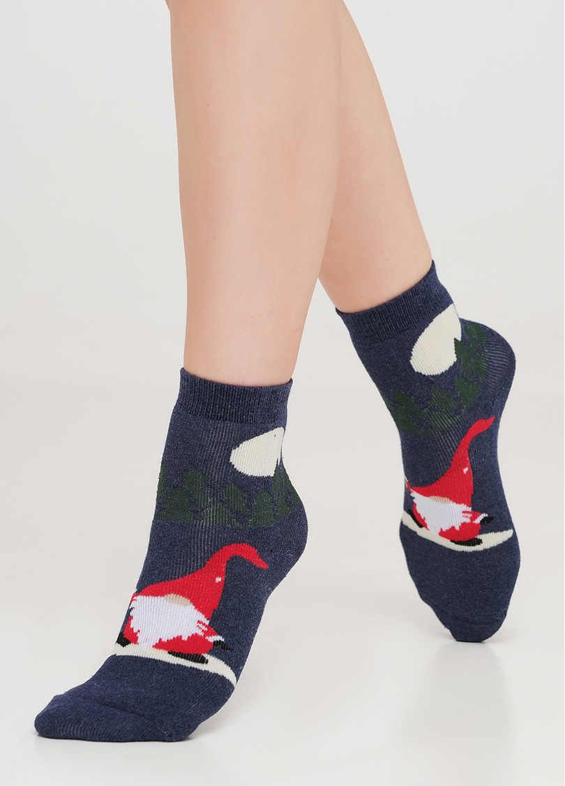 Махровые носки детские с рисунком Гном KS2M/Te-006 denim melange (синий меланж)