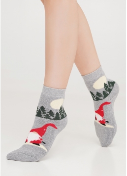 Махрові шкарпетки дитячі з малюнком Гном KS2M/Te-006 light grey melange (сірий меланж)