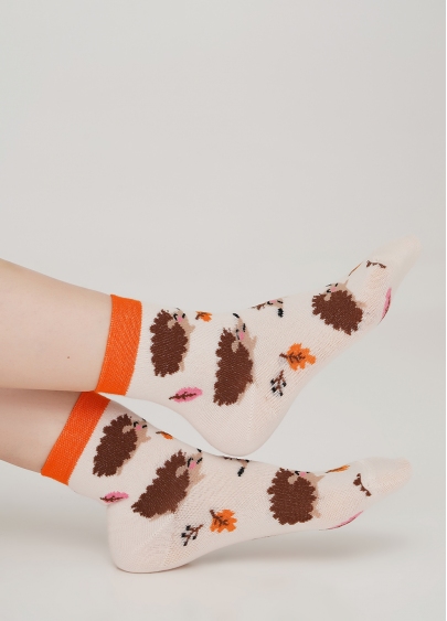 Дитячі шкарпетки з малюнком їжаків KS3 AUTUMN 001 panna (бежевий)