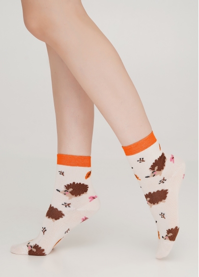 Дитячі шкарпетки з малюнком їжаків KS3 AUTUMN 001 panna (бежевий)