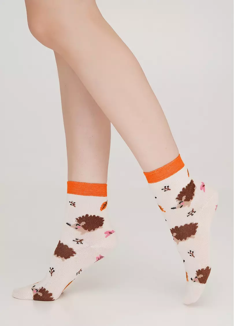 Дитячі шкарпетки з малюнком їжаків KS3 AUTUMN 001 panna (бежевий)