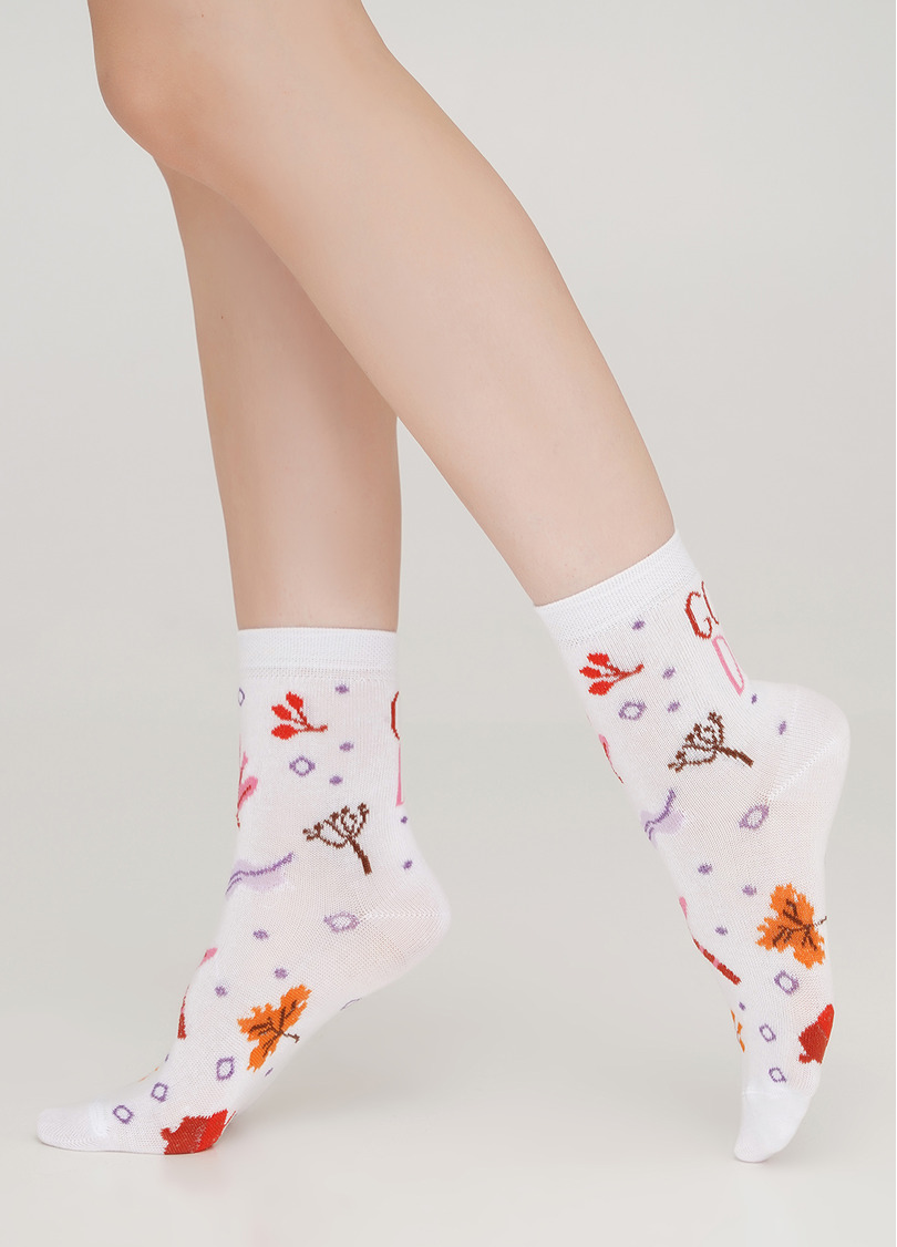 Детские носки с надписью сзади и рисунком KS3 AUTUMN 003 white (белый)