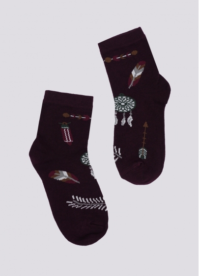 Дитячі шкарпетки з візерунком в стилі бохо KS3 BOHO (F) 001 vintage grape (фіолетовий)