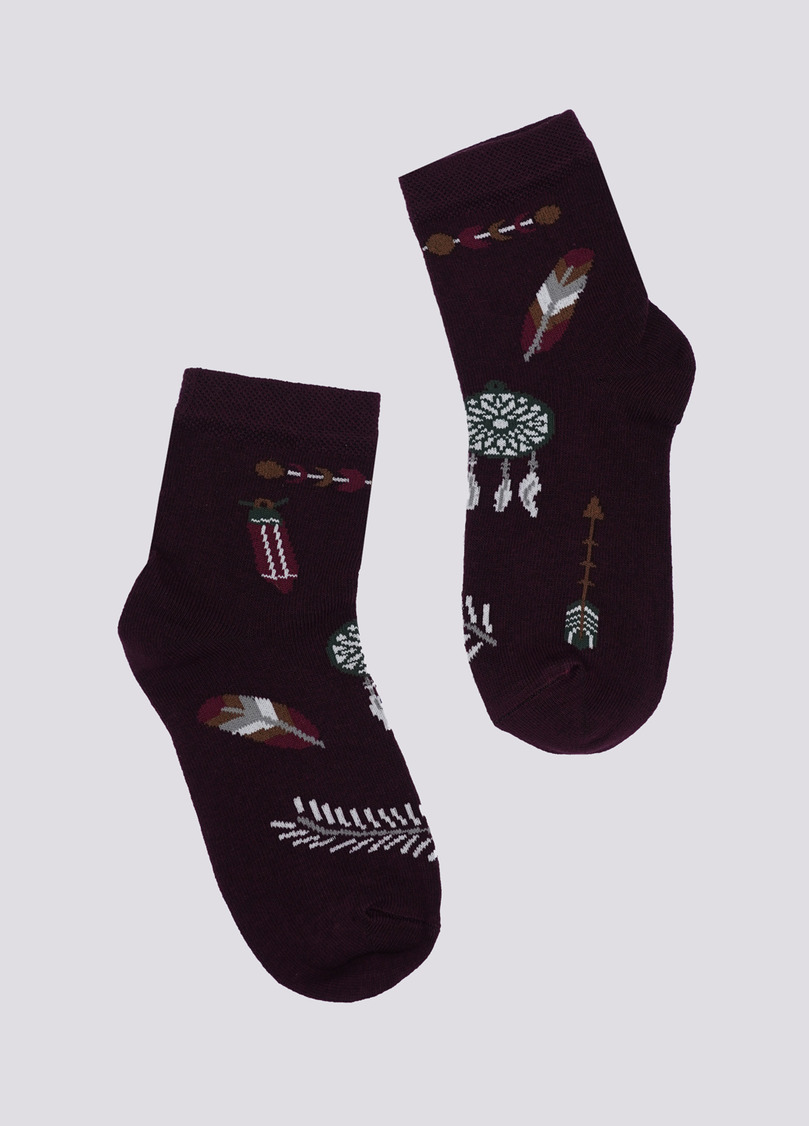 Дитячі шкарпетки з візерунком в стилі бохо KS3 BOHO (F) 001 vintage grape (фіолетовий)