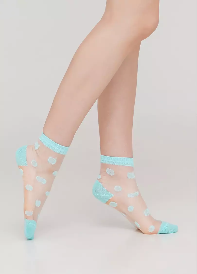 Детские носки прозрачные в горошек KS3 CRISTAL 007 (мятный)