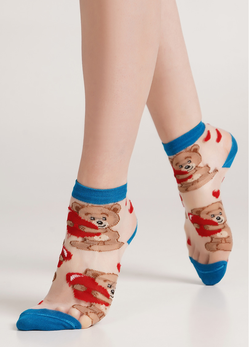 Детские носки прозрачные с мишками KS3 CRISTAL 017 blue sapphire (синий)