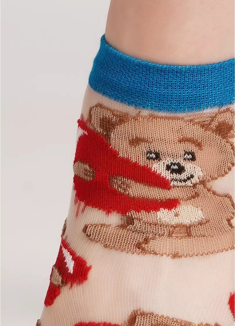 Детские носки прозрачные с мишками KS3 CRISTAL 017 blue sapphire (синий)