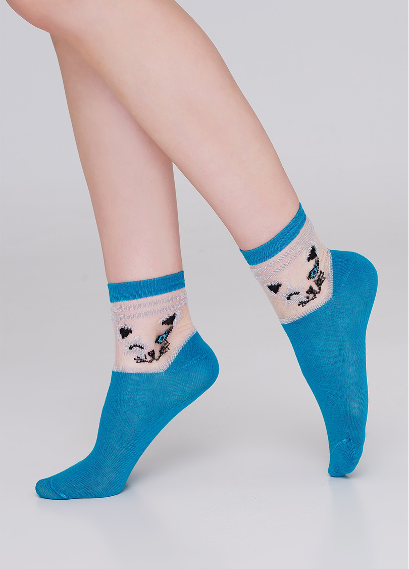 Детские носки со вставками из мононити KS3 CRISTAL LUREX 001 enamel blue (голубой)