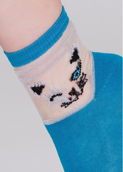 Детские носки со вставками из мононити KS3 CRISTAL LUREX 001 enamel blue (голубой)