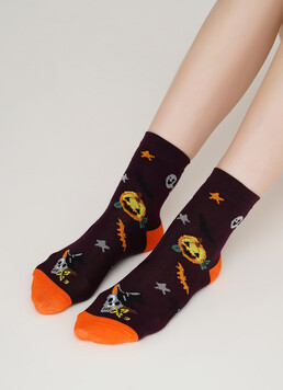 Детские носки с тыквами KS3 HALLOWEEN 004 vintage grape (фиолетовый)