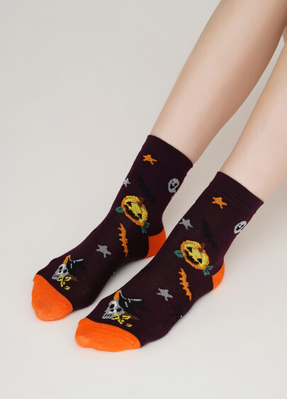 Детские носки с тыквами KS3 HALLOWEEN 004 vintage grape (фиолетовый)