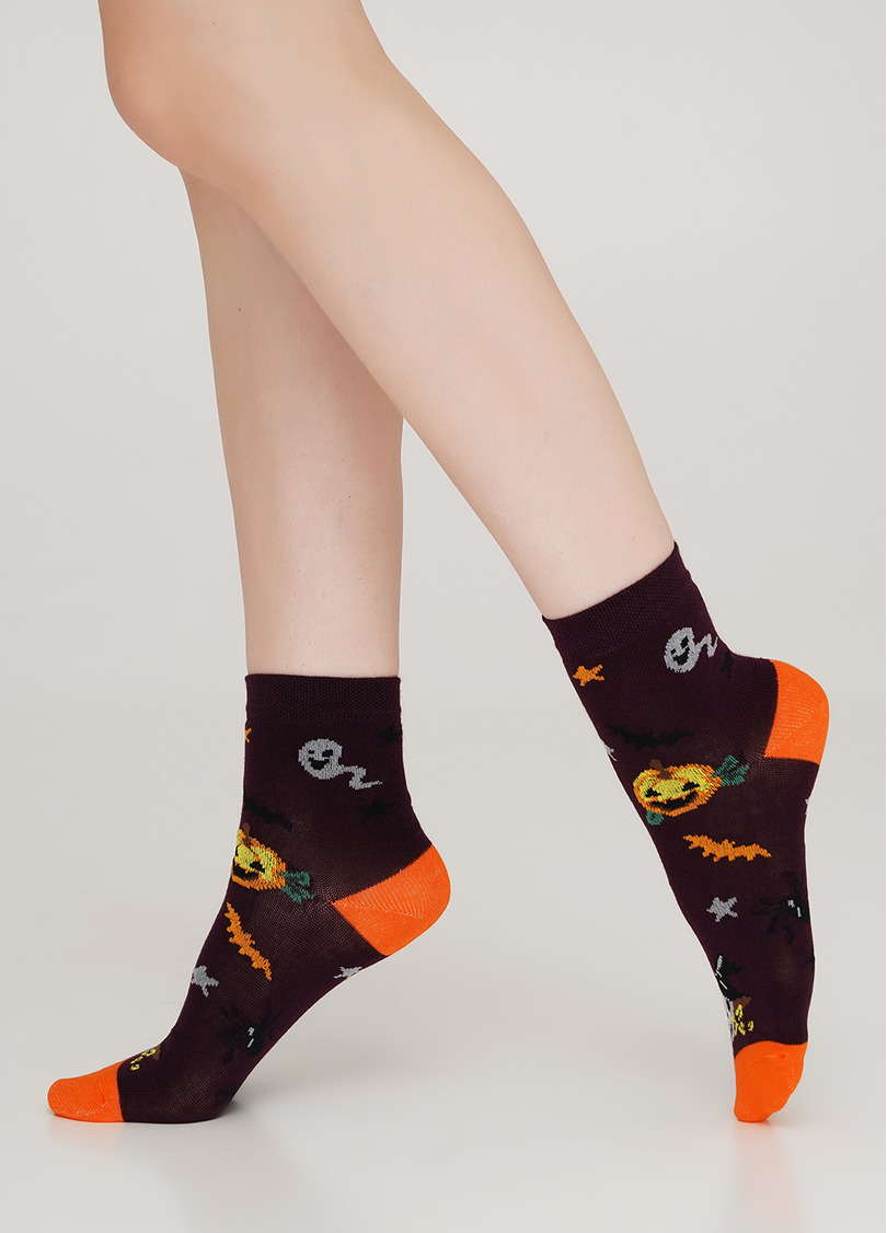 Дитячі шкарпетки з гарбузами KS3 HALLOWEEN 004 vintage grape (фіолетовий)