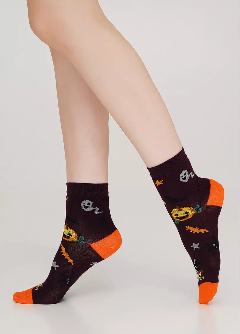 Дитячі шкарпетки з гарбузами KS3 HALLOWEEN 004 vintage grape (фіолетовий)