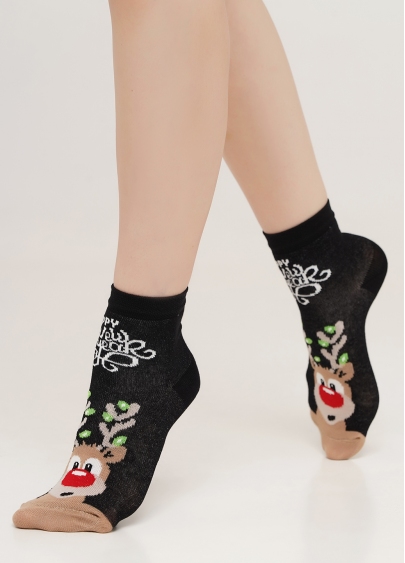 Детские носки с Оленем KS3 NEW YEAR 2103 black (черный)
