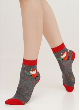Дитячі шкарпетки з Санта Клаусом KS3 NEW YEAR 2109 dark grey melange (сірий)