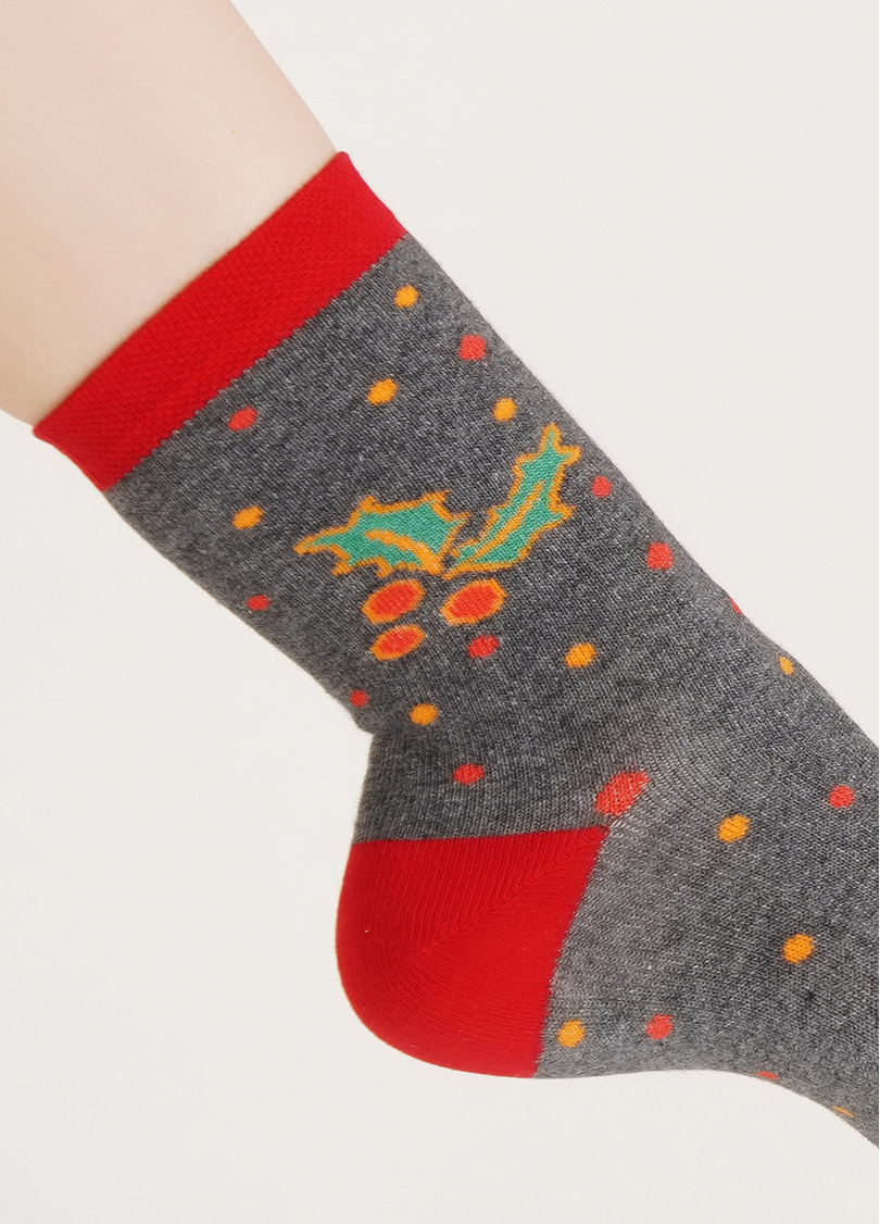 Дитячі шкарпетки з Санта Клаусом KS3 NEW YEAR 2109 dark grey melange (сірий)