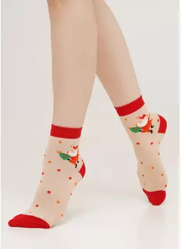 Дитячі шкарпетки з Санта Клаусом KS3 NEW YEAR 2109 powder puff (бежевий) Дитячі шкарпетки з Санта Клаусом KS3 NEW YEAR 2109 powder puff (бежевий)