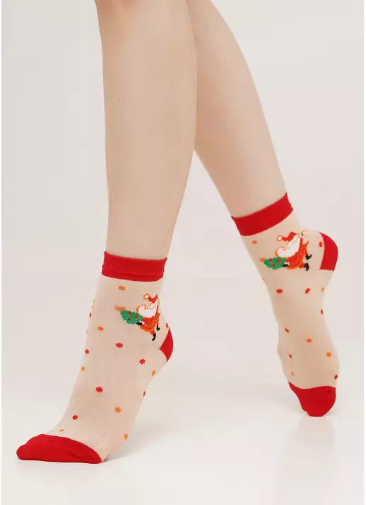 Детские носки c Санта Клаусом KS3 NEW YEAR 2109 powder puff (бежевый) Детские носки c Санта Клаусом KS3 NEW YEAR 2109 powder puff (бежевый)