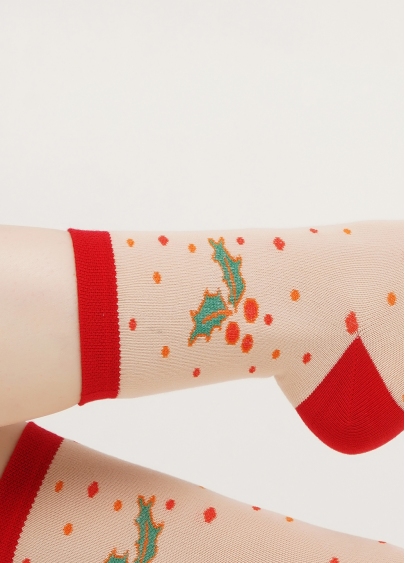 Дитячі шкарпетки з Санта Клаусом KS3 NEW YEAR 2109 powder puff (бежевий)