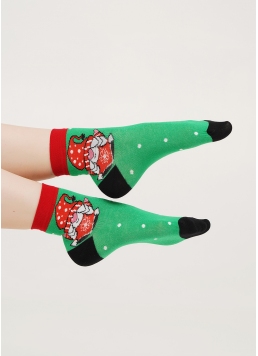 Дитячі шкарпетки з новорічними гномами KS3 NEW YEAR 2110 island green (зелений)