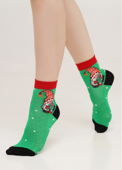 Дитячі шкарпетки з новорічними гномами KS3 NEW YEAR 2110 island green (зелений)