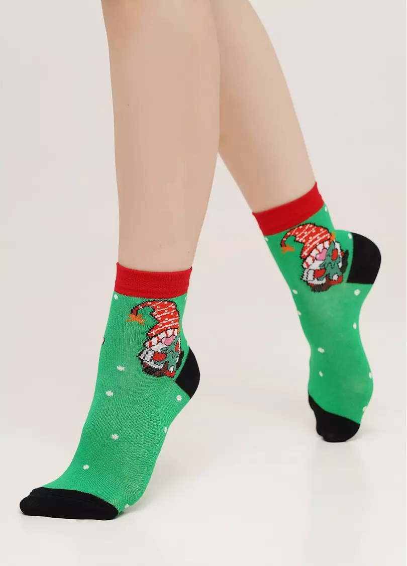 Детские носки с новогодними гномами KS3 NEW YEAR 2110 island green (зеленый)