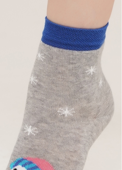 Детские носки со снеговиком KS3 NEW YEAR 2113 light grey melange (серый)