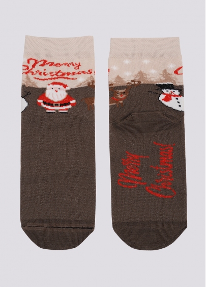 Детские носки с Санта Клаусом KS3 NEW YEAR 2305 haze (коричневый)