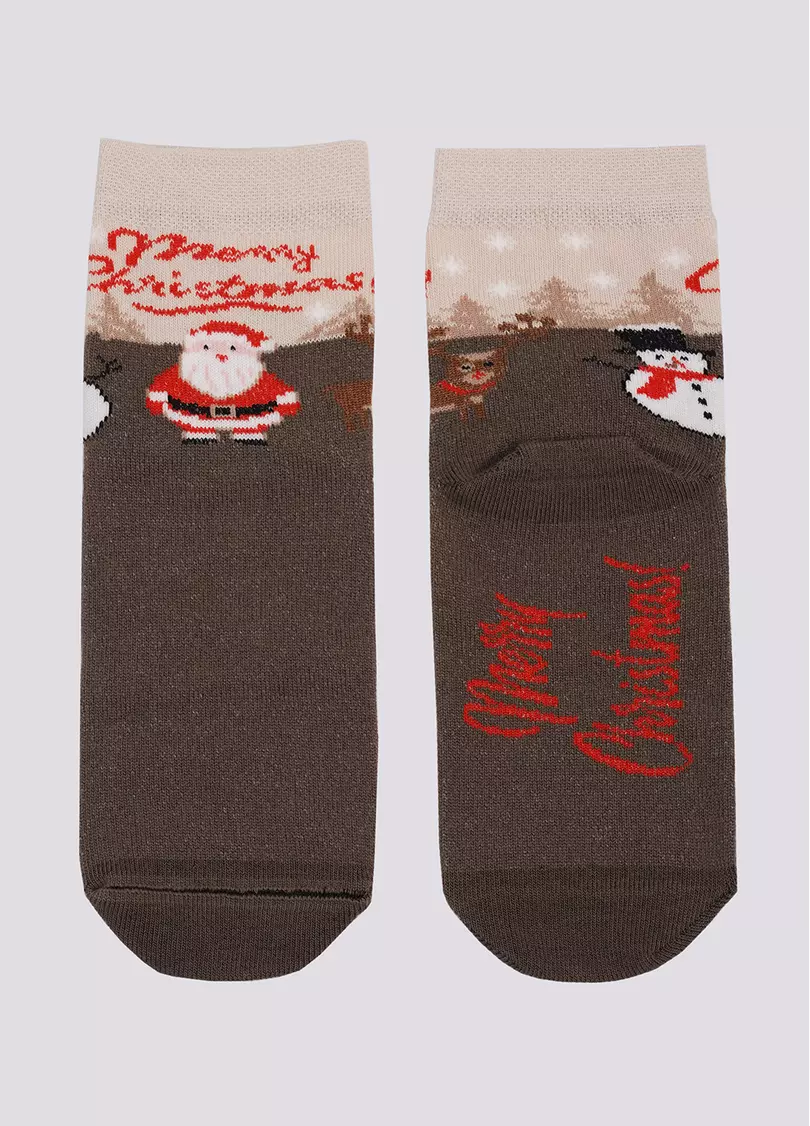 Дитячі шкарпетки з Санта Клаусом KS3 NEW YEAR 2305 haze (коричневий)