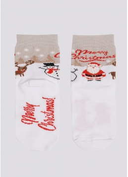 Дитячі шкарпетки з Санта Клаусом KS3 NEW YEAR 2305 white (білий)