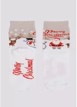 Дитячі шкарпетки з Санта Клаусом KS3 NEW YEAR 2305 white (білий)