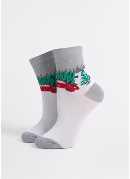Детские носки новогодние KS3 NEW YEAR 2602 silver (серый)