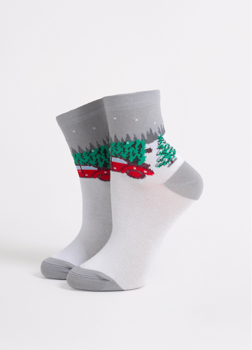 Детские носки новогодние KS3 NEW YEAR 2602 silver (серый)